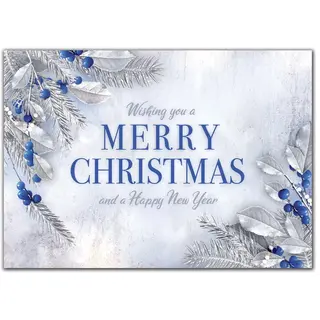 Custom Christmas Cards with Blue and Silver Accents