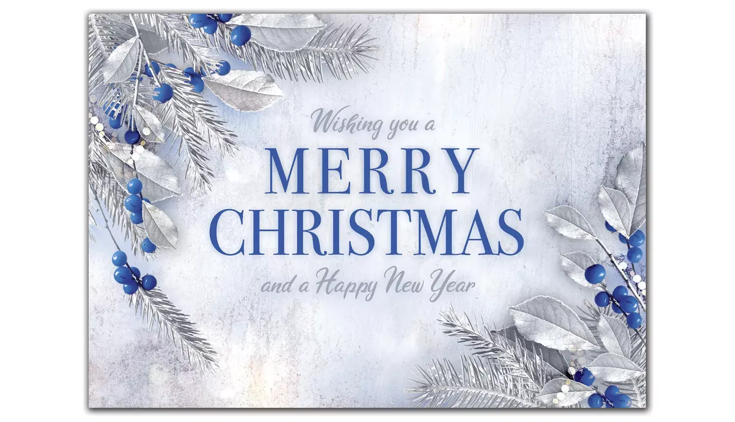 Custom Christmas Cards with Blue and Silver Accents