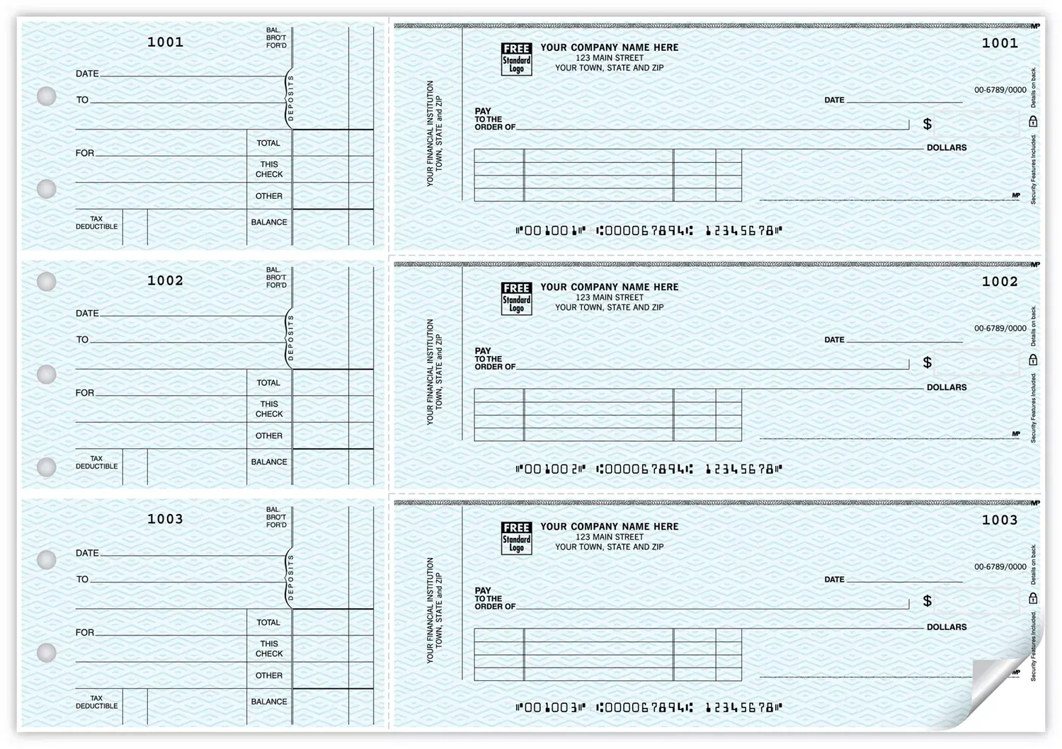 Custom 3-To-A-Page Voucher Checks