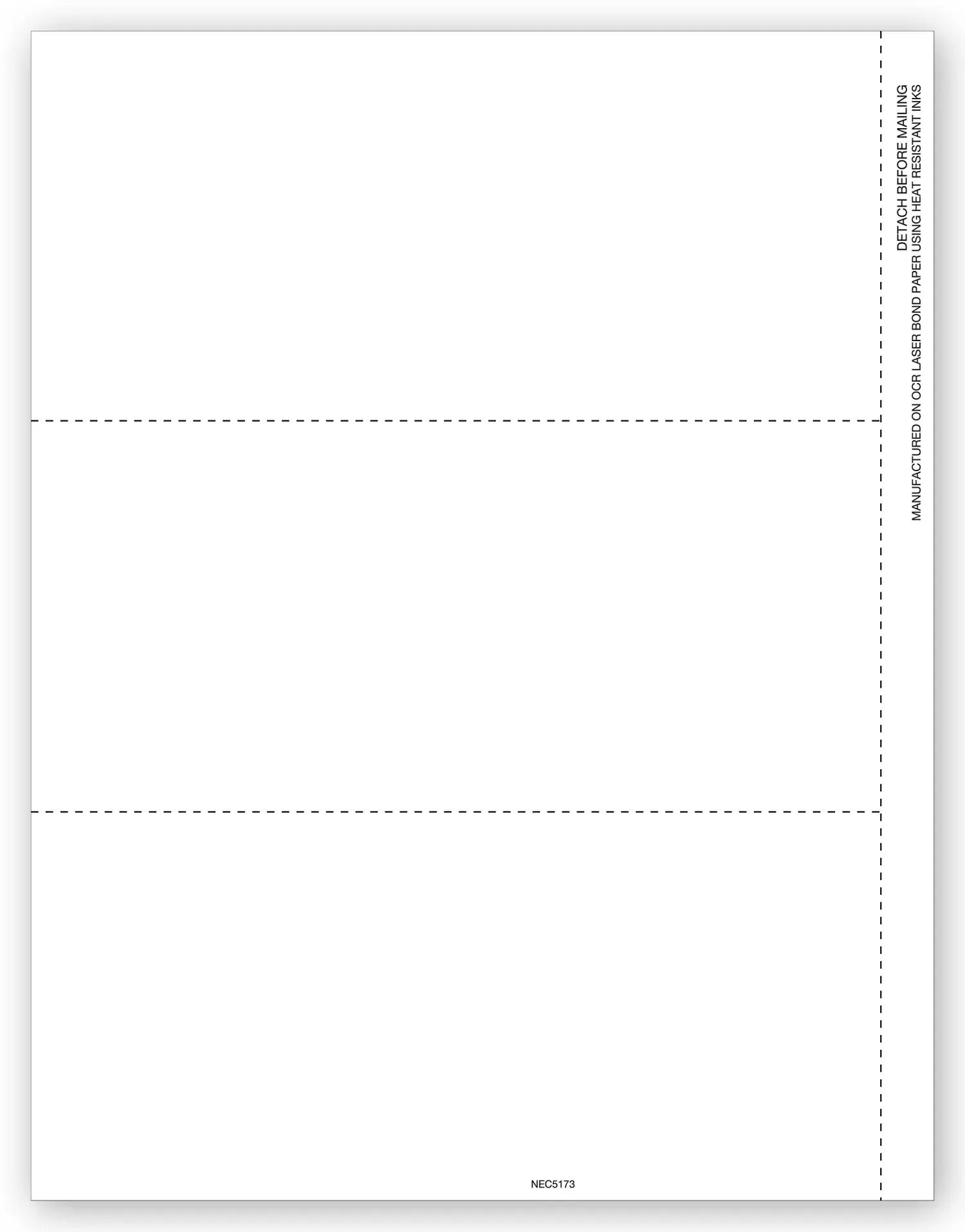 Blank 1099-NEC Tax Form - 3-Up - One Filing