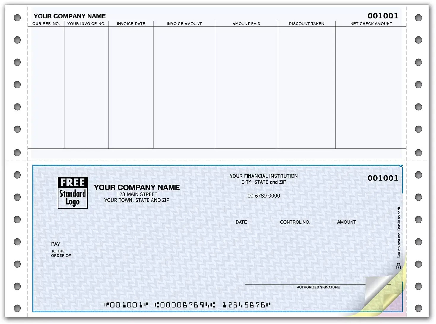 Accounts Payable Detailed Business Checks with Discount Taken Box