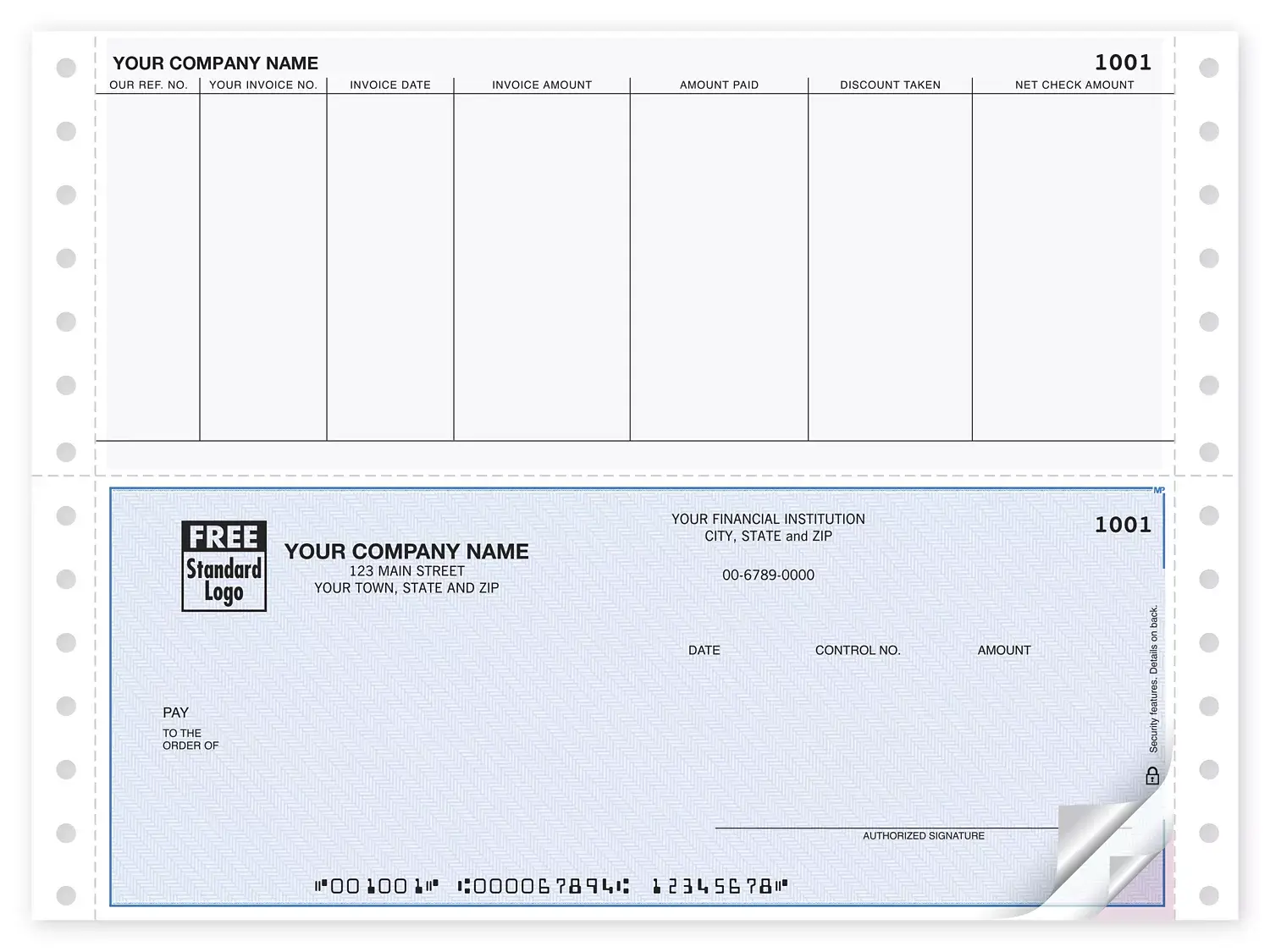 Accounts Payable Detailed Business Checks with Discount Taken Box