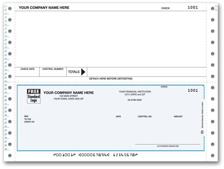 Continuous Business Checks with Control Number on Top Stub