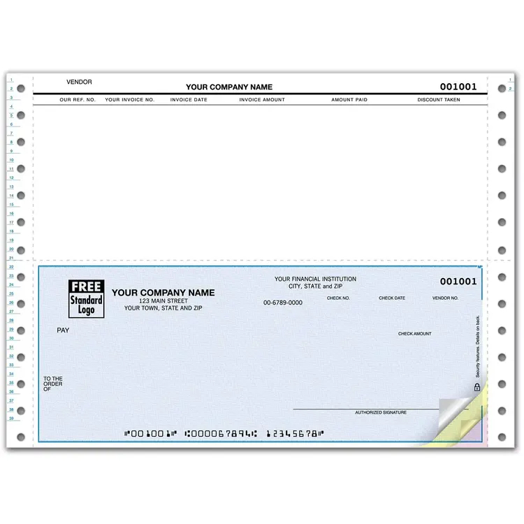 Continuous Account Payable Check with Condensed Stub