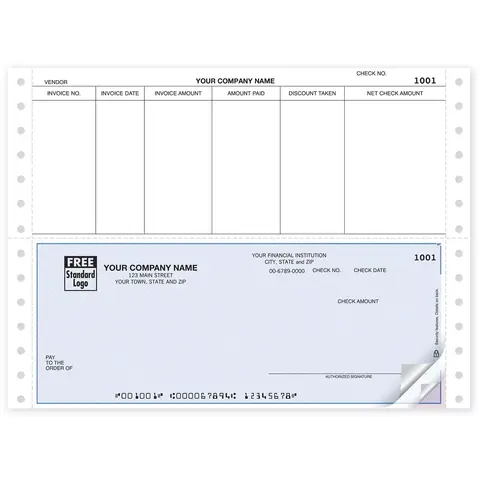 Continuous Carbonless Accounts Payable Check