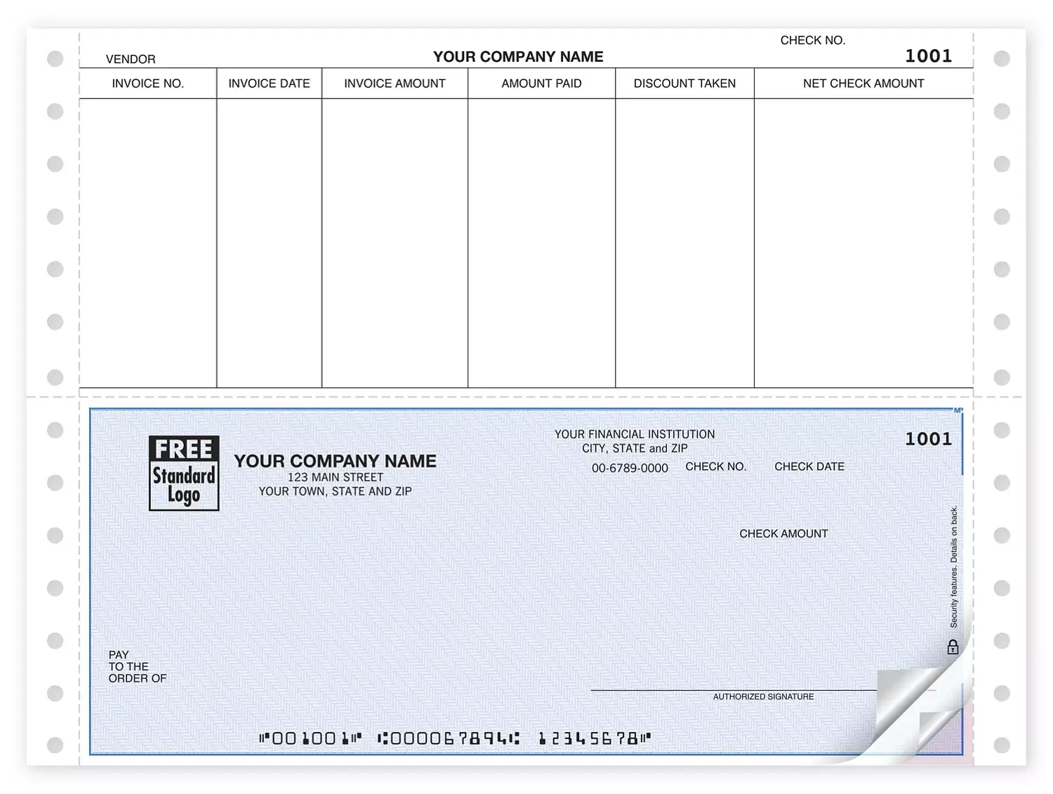 Continuous Carbonless Accounts Payable Check