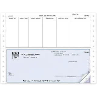 Continuous Carbonless Accounts Payable Checks, Triplicate