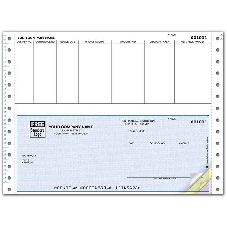 Accounts Payable Continuous Carbonless Check, 7 Columns
