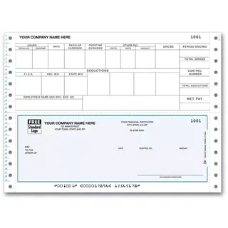 Pin Feed Payroll Checks with Overtime Section
