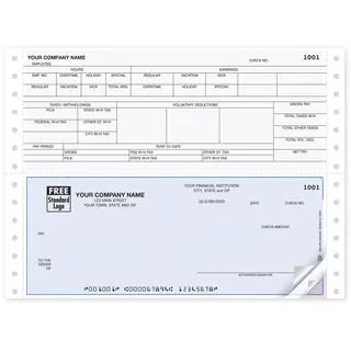 Continuous Feed Payroll Checks with Vacation/Sick/Holiday/Overtime Pay