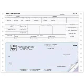 Continuous Feed Payroll Checks with Vacation/Sick/Holiday/Overtime Pay