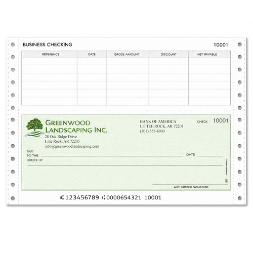 Custom continuous business checks printing