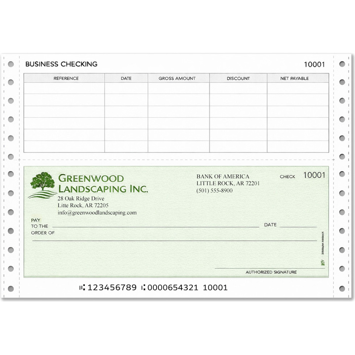 Custom continuous business checks printing