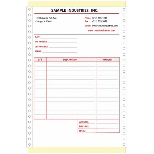 Custom business forms for continuous printers