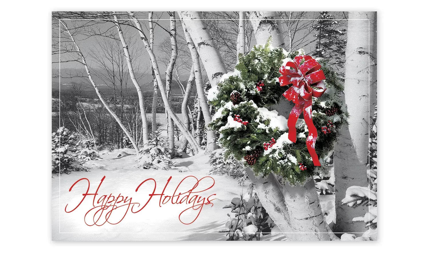 Rustic Wreath Decorated Business Holiday Cards
