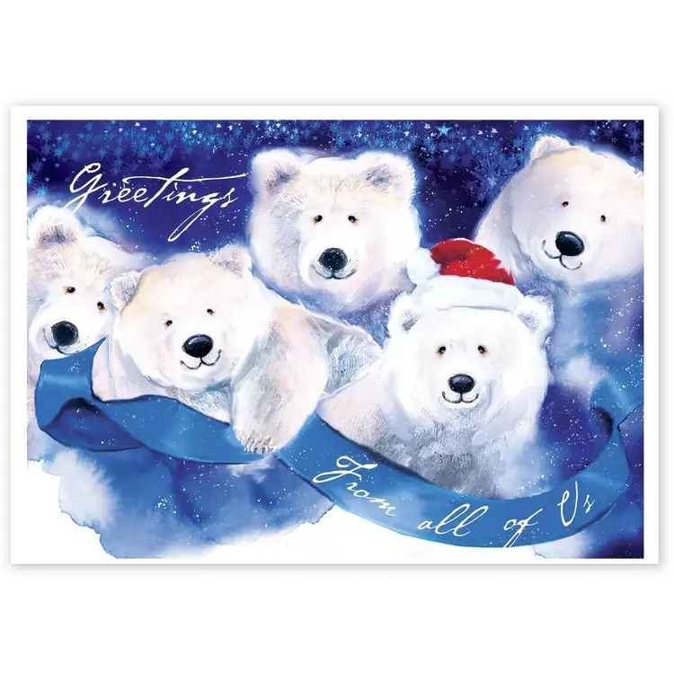 Custom Business Holiday Cards with Five Jolly Polar Bears