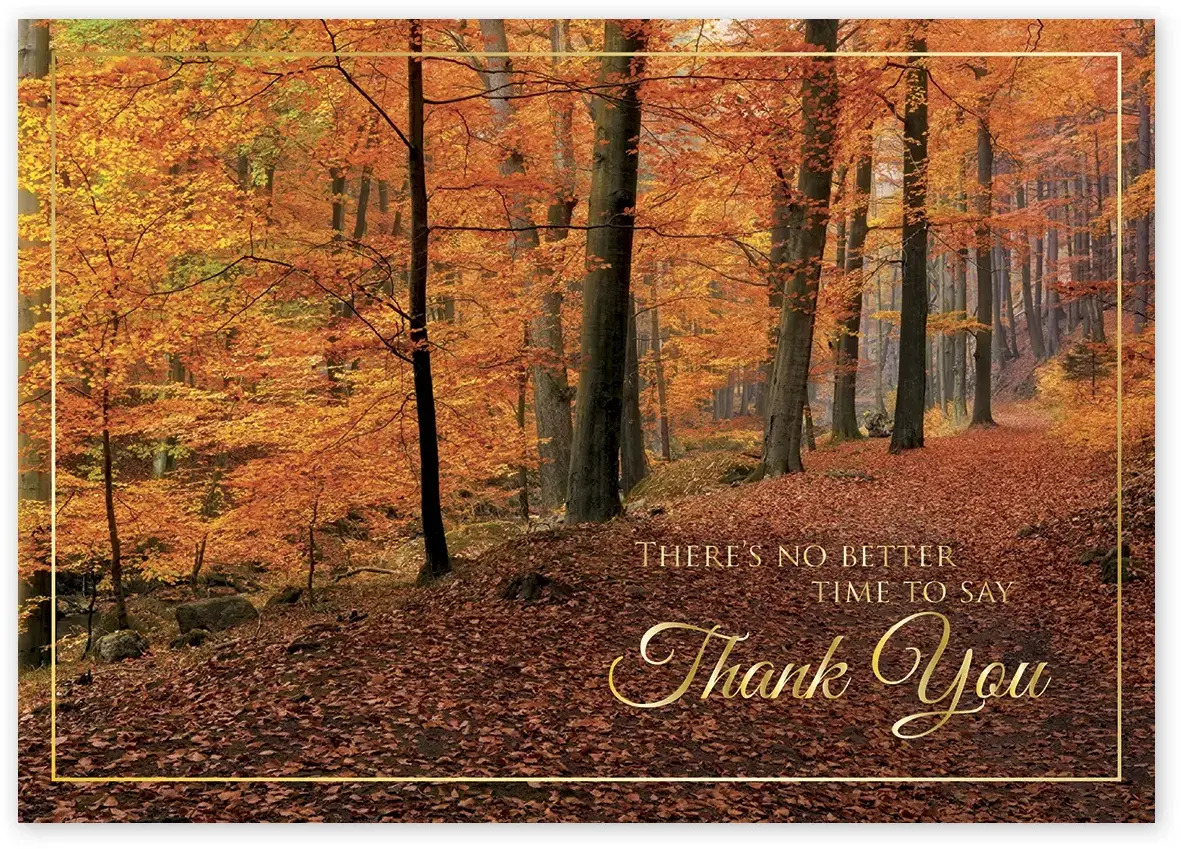 Custom Business Thanksgiving Greeting Cards - Woodland Gratitude