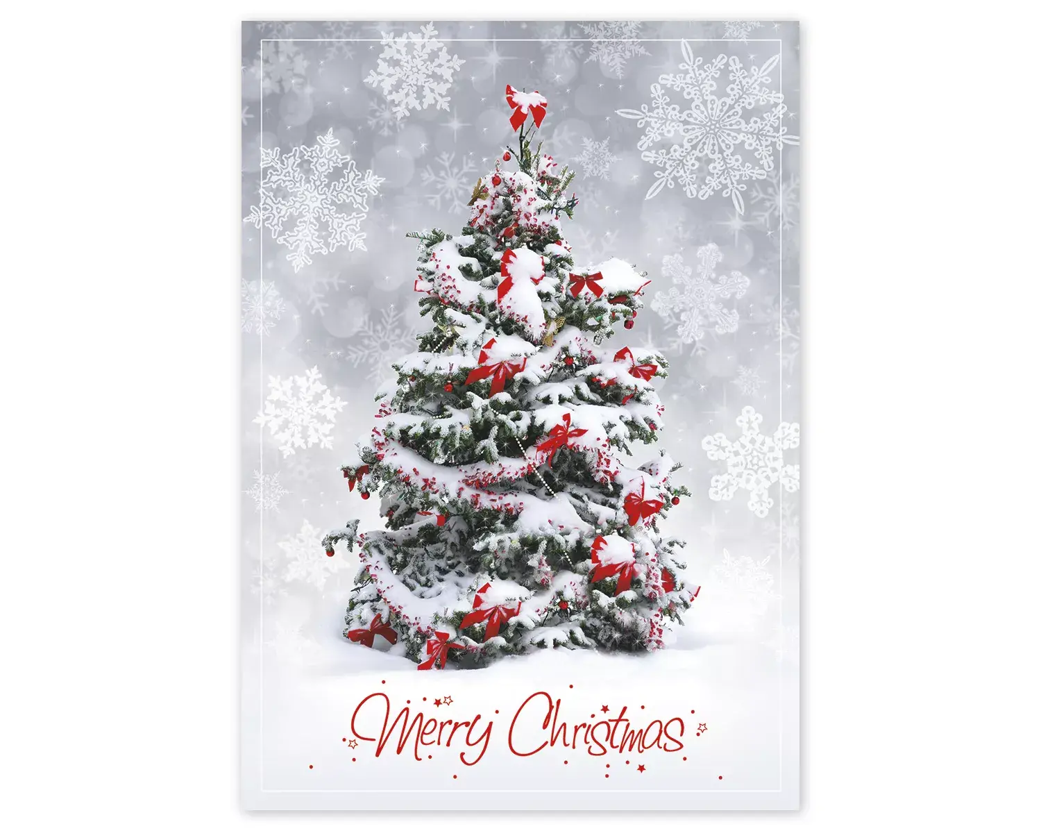 Business Christmas Greeting Cards - Single Tree with Red Bows