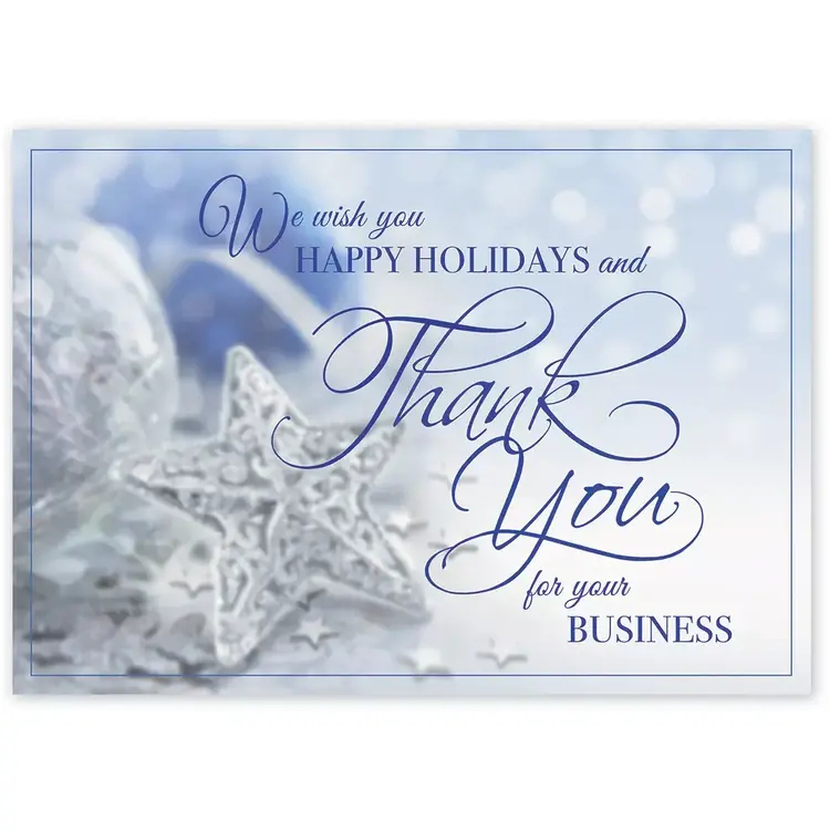 Silver Star Holiday Greeting Cards for Business