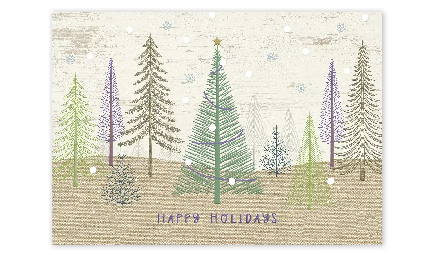 Custom Printed Business Holiday Cards -  Pastel Colors Pine Tree Forest
