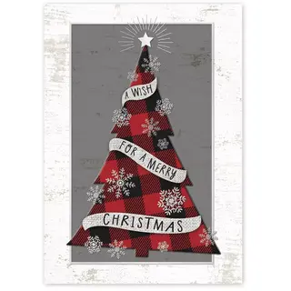 Custom Business Greeting Cards - Plaid Christmas Tree