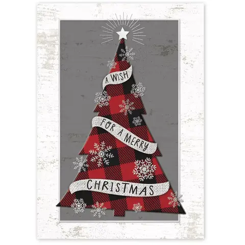 Custom Business Greeting Cards - Plaid Christmas Tree