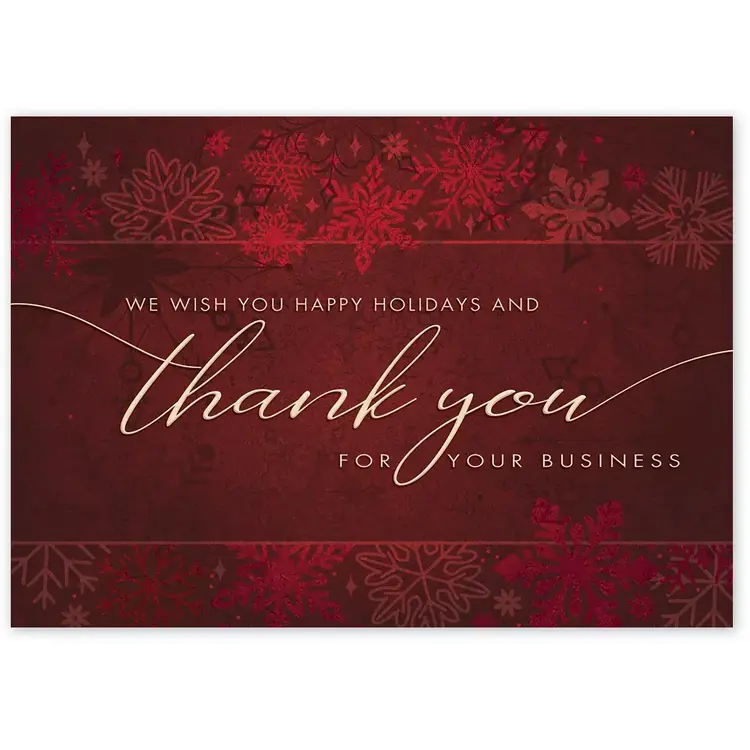 Custom Business Thank You Holiday Cards - Deep Red