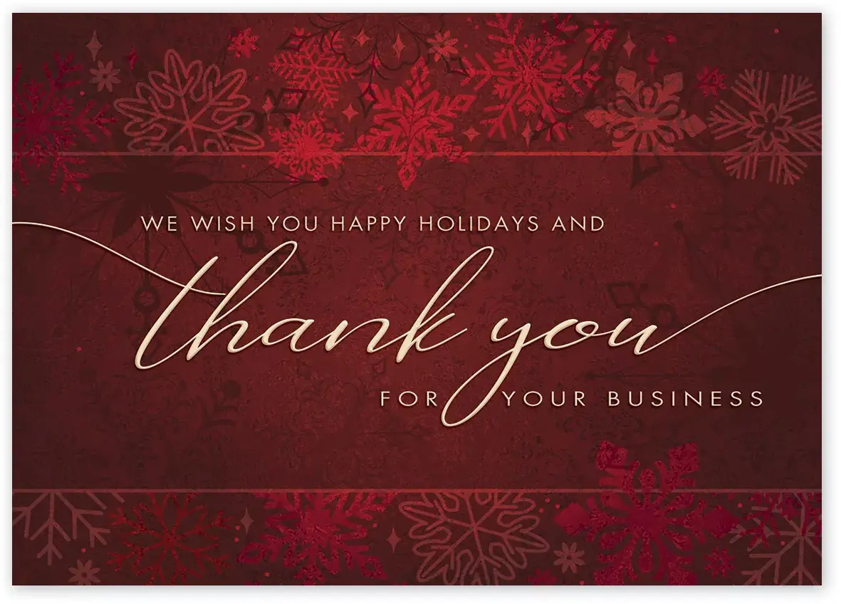 Custom Business Thank You Holiday Cards - Deep Red