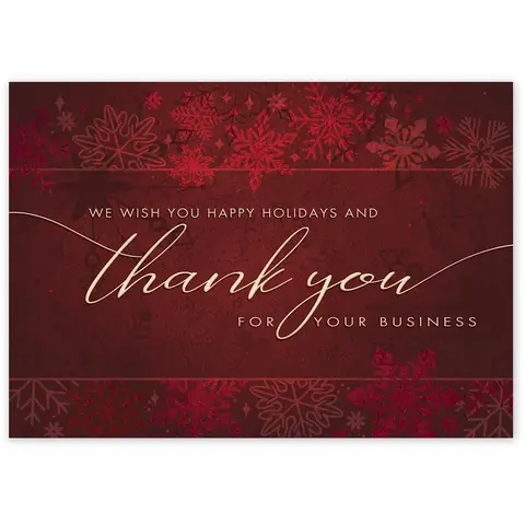 Custom Business Thank You Holiday Cards - Deep Red