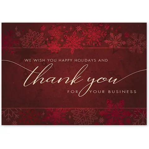Custom Business Thank You Holiday Cards - Deep Red