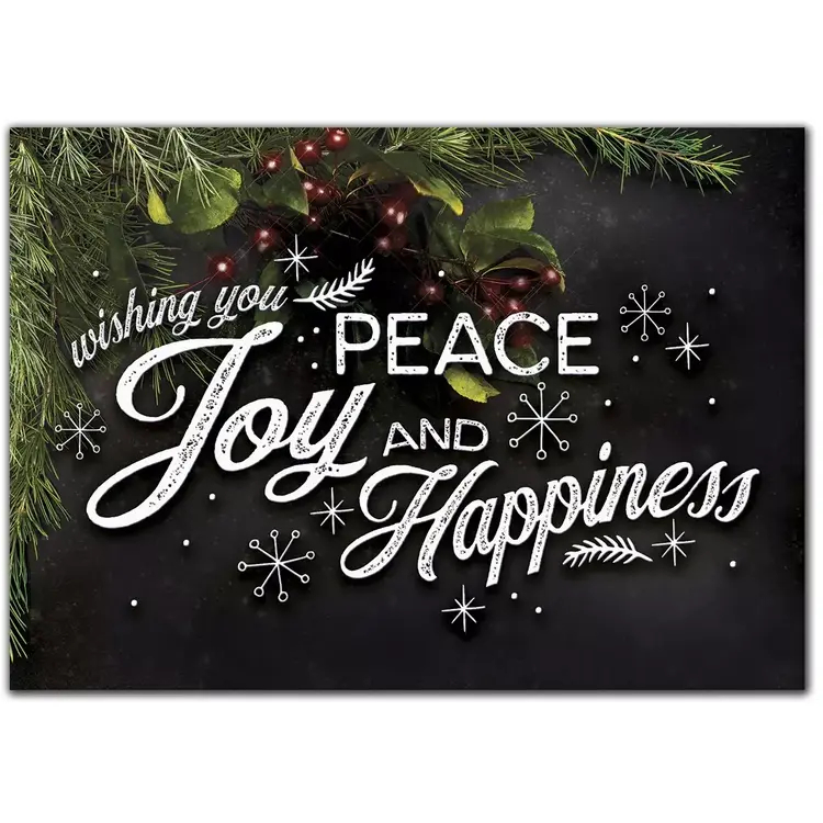 Custom Business Holiday Greeting Cards - Wishing You Peace, Joy and Happiness