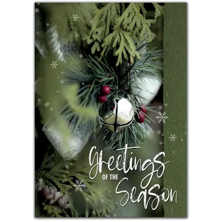 Custom Printed Silver Bells Holiday Cards