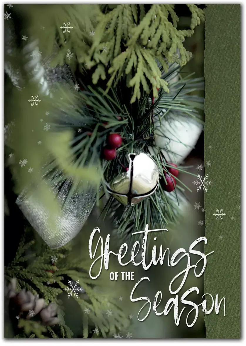 Custom Printed Silver Bells Holiday Cards