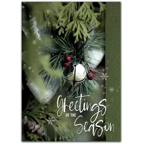 Custom Printed Silver Bells Holiday Cards