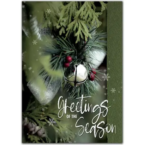Custom Printed Silver Bells Holiday Cards