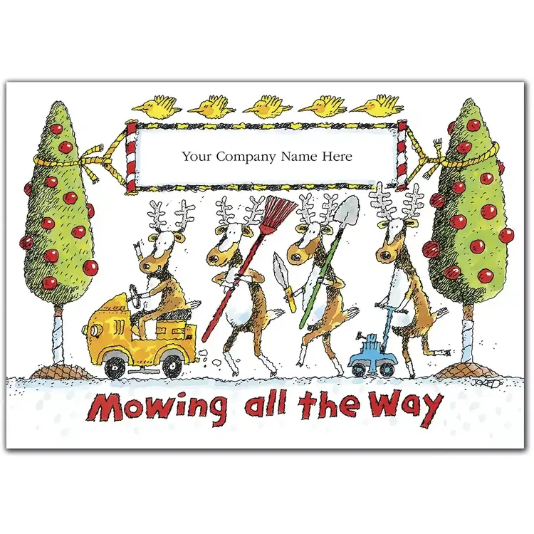 Funny Professional Holiday Cards - Landscaping Reindeer