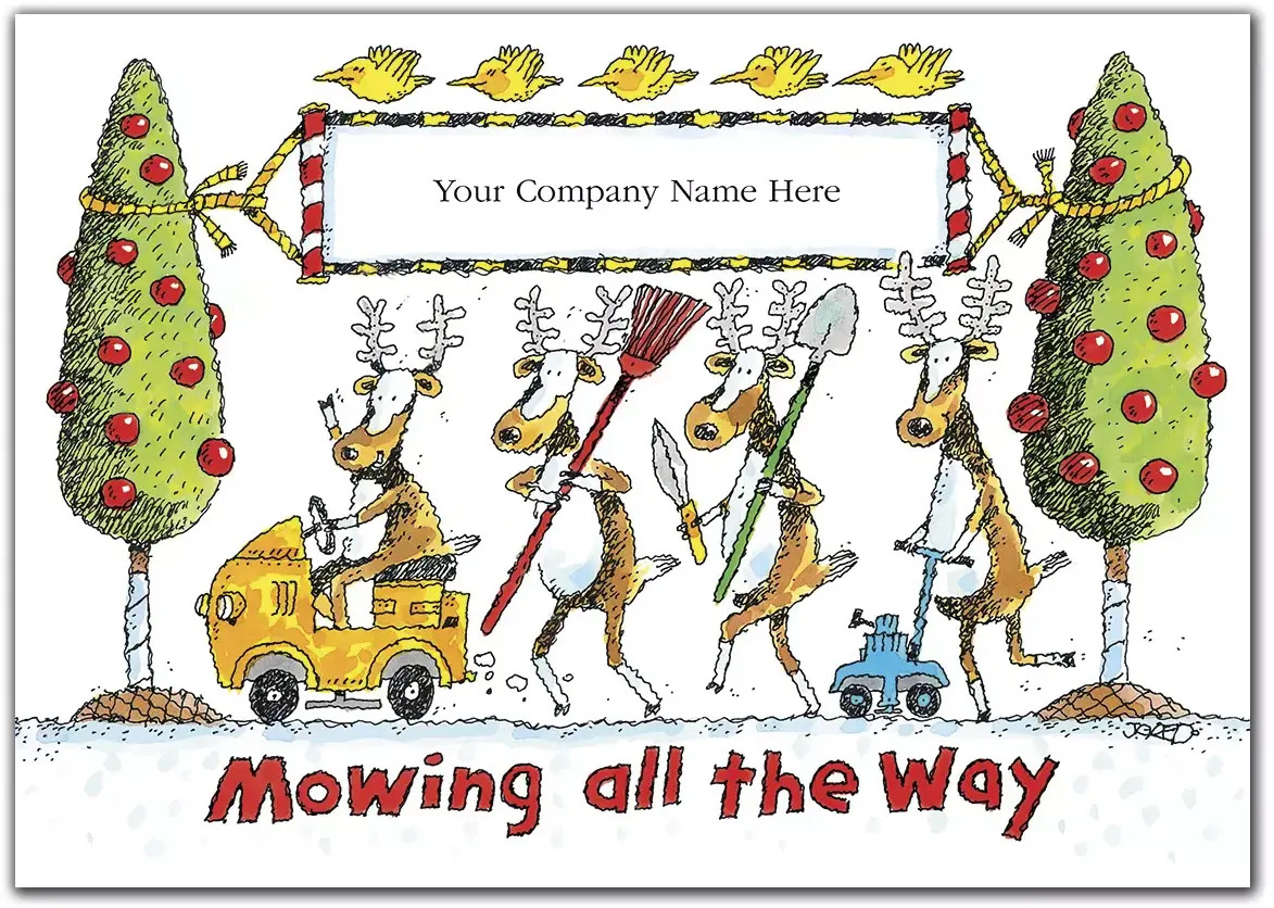 Funny Professional Holiday Cards - Landscaping Reindeer