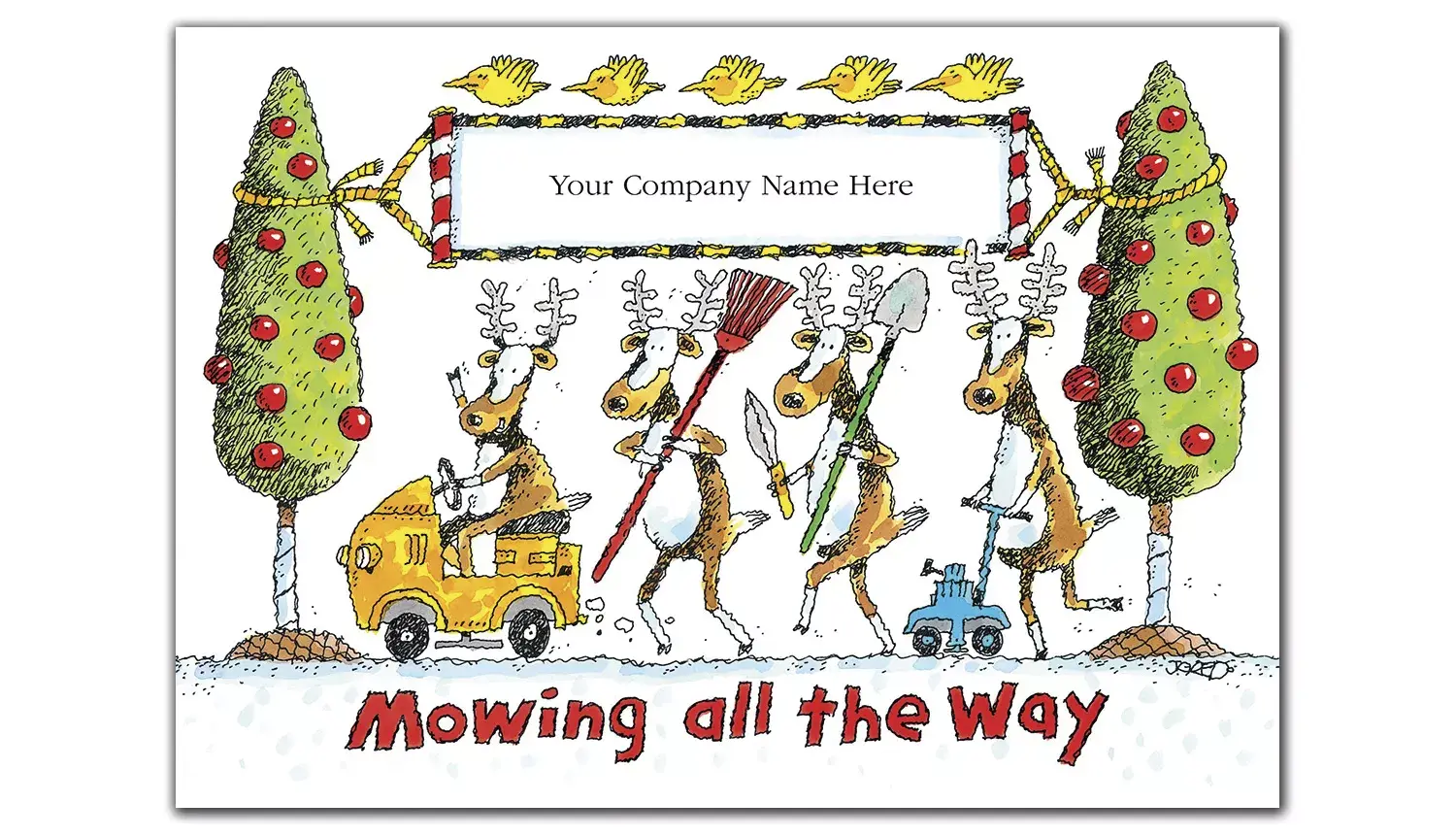 Funny Professional Holiday Cards - Landscaping Reindeer