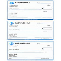 Custom business 3-per-page checks for laser printers