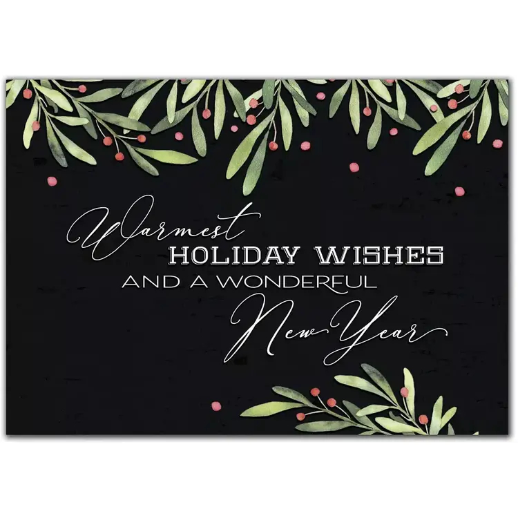 Custom New Year's Holiday Cards on Black Background