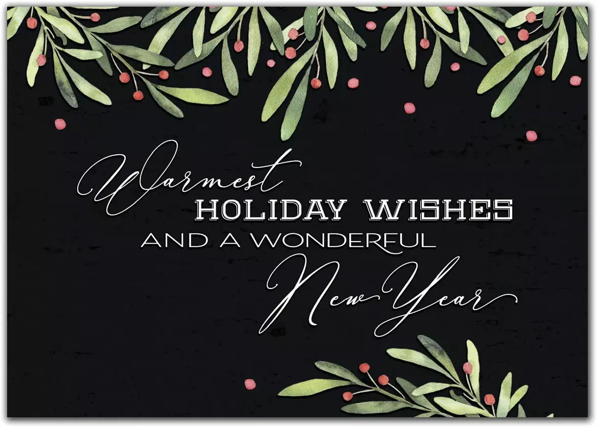 Custom New Year's Holiday Cards on Black Background