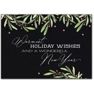 Custom New Year's Holiday Cards on Black Background