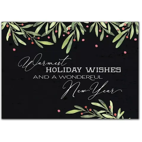 Custom New Year's Holiday Cards on Black Background