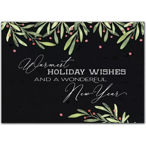Custom New Year's Holiday Cards on Black Background