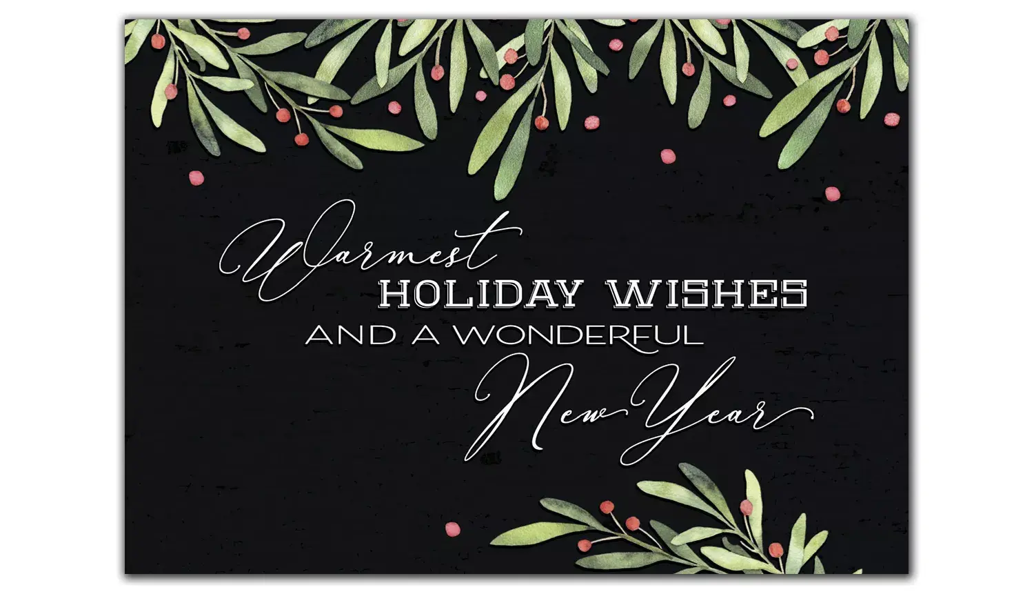 Custom New Year's Holiday Cards on Black Background