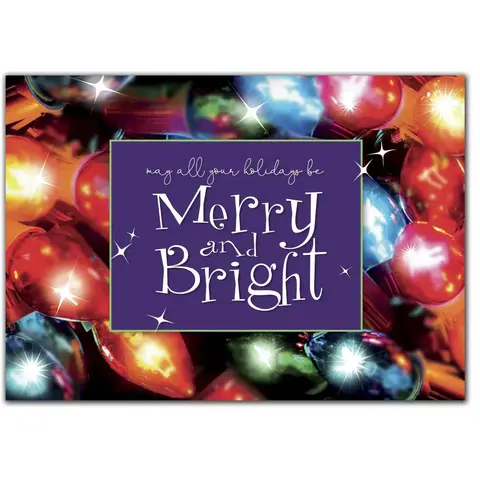 Custom Business Holiday Cards - Merry and Bright Lights Display