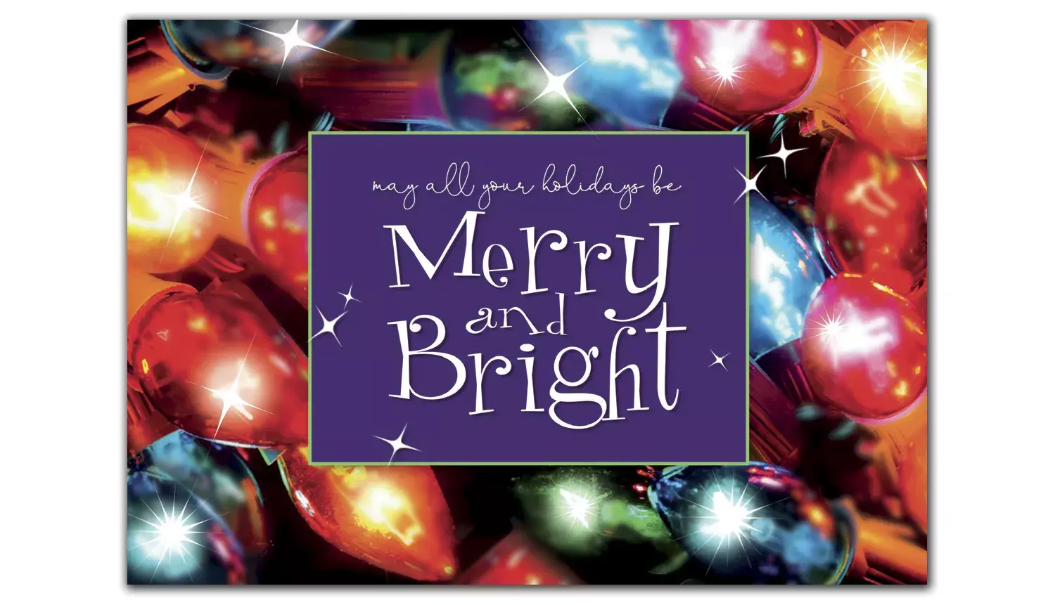 Custom Business Holiday Cards - Merry and Bright Lights Display