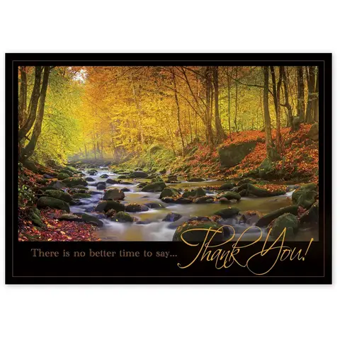 Custom Business Thanksgiving Cards - Radiant Thanks over Fall River