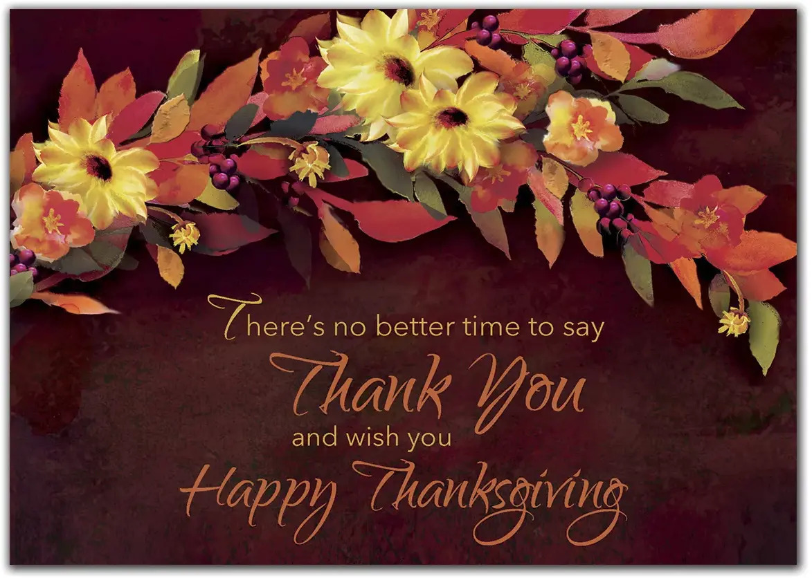 Customized Thanksgiving Cards for Business - Autumn Floral Theme