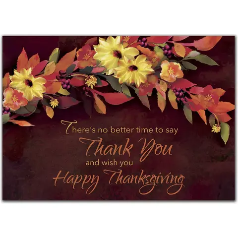 Customized Thanksgiving Cards for Business - Autumn Floral Theme